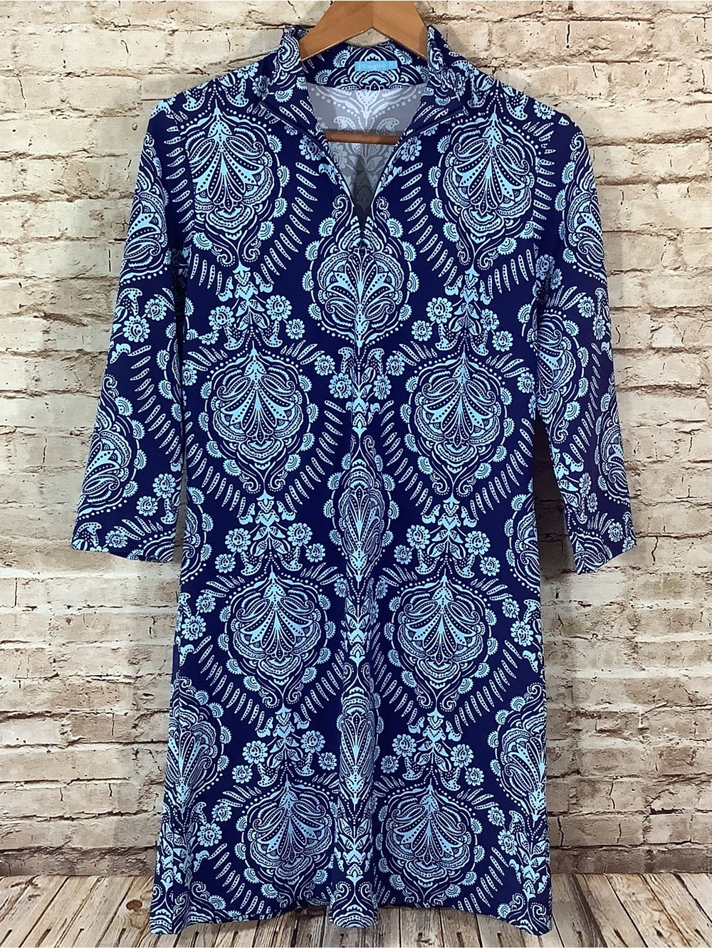 J. McLaughlin Blue Paisley-Print Midi Dress Catalina Cloth M Medium